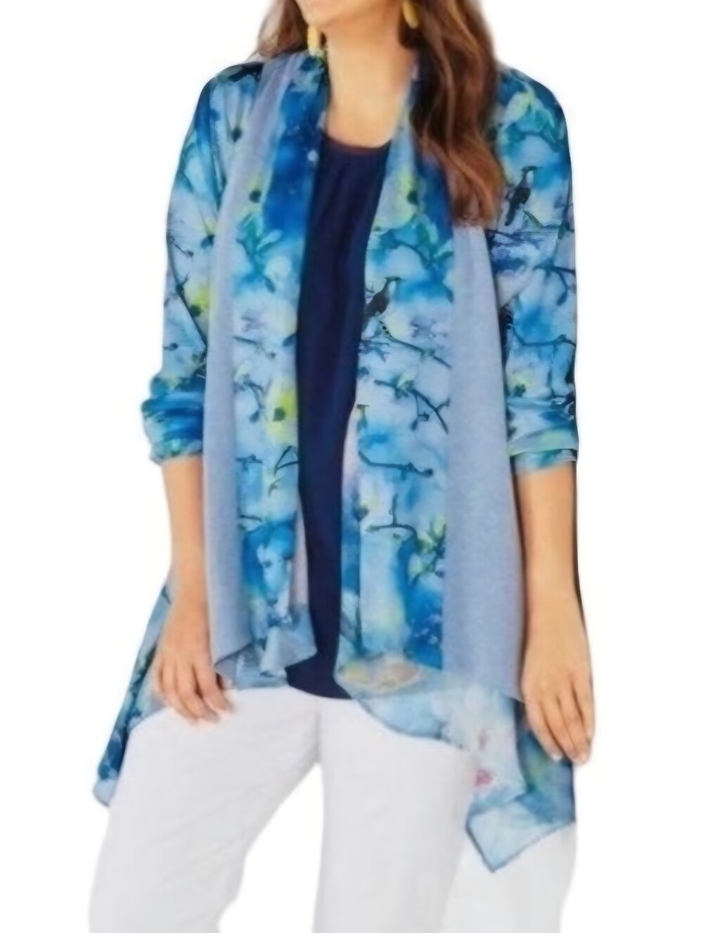 Soft Surroundings Tea Garden Waterfall Floral Fairy Mystical Topper Cardigan 1X